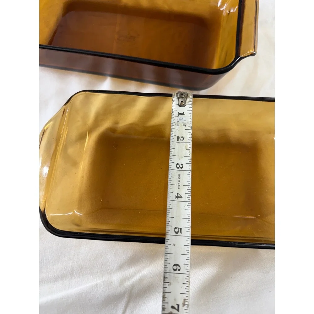 Vintage Fire King Amber Glass Baking Dish Set Anchor Hocking Rectangular 2pc